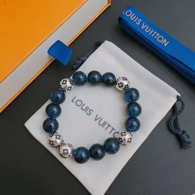 Louis Vuitton Blue and Silver Floral Bead Bracelet 3