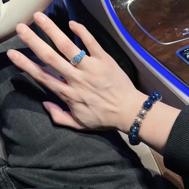 Louis Vuitton Blue and Silver Floral Bead Bracelet 5