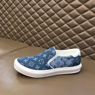 Louis Vuitton Blue White Monogrammed Denim Slip-On Lifestyle Sneakers