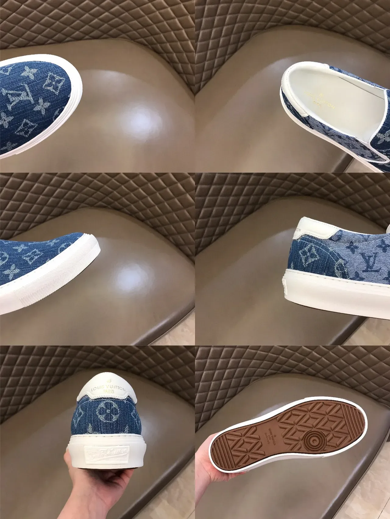 Louis Vuitton Sneakers Slip-On Denim Monogram Bleu Blanc Lifestyle 2