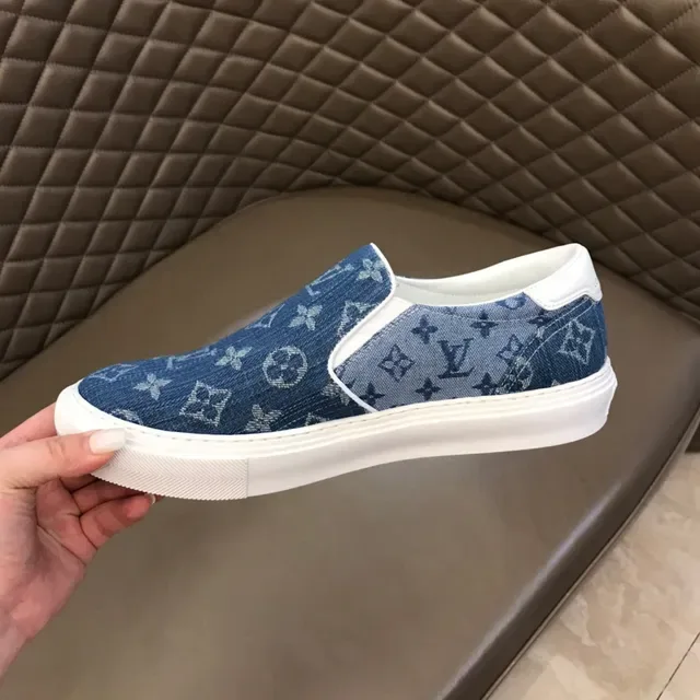 Louis Vuitton Sneakers Slip-On Denim Monogram Bleu Blanc Lifestyle 3