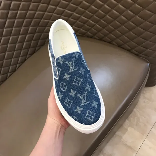 Louis Vuitton Sneakers Slip-On Denim Monogram Bleu Blanc Lifestyle 4