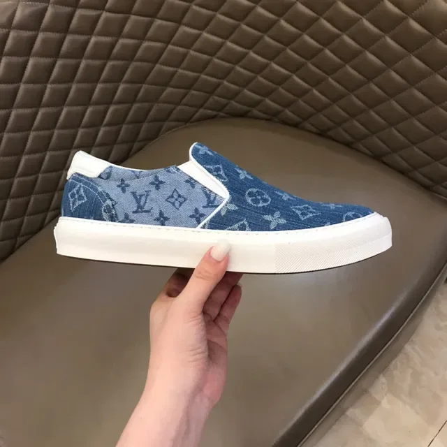 Louis Vuitton Sneakers Slip-On Denim Monogram Bleu Blanc Lifestyle 5