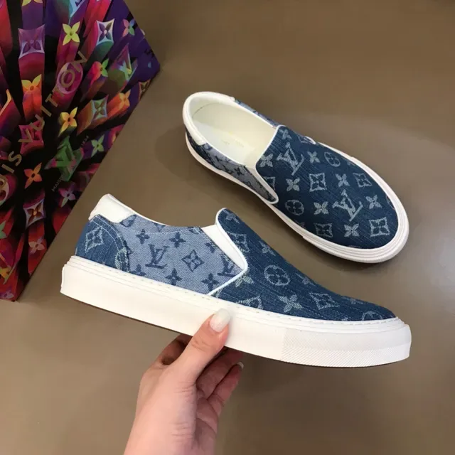 Louis Vuitton Sneakers Slip-On Denim Monogram Bleu Blanc Lifestyle 6