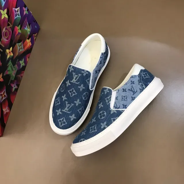 Louis Vuitton Sneakers Slip-On Denim Monogram Bleu Blanc Lifestyle 8