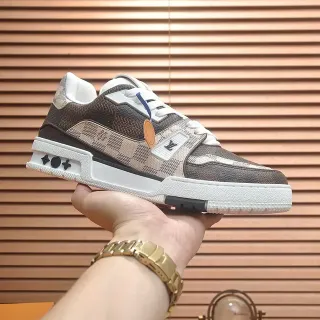 Louis Vuitton Brown Beige Low-Top Monogram-Print Lifestyle Sneakers