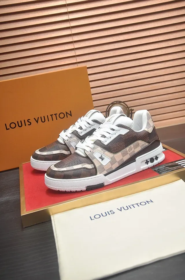Louis Vuitton Brown Beige Low-Top Monogram-Print Lifestyle Sneakers 3