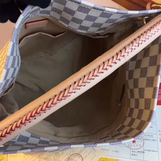 Louis Vuitton 棕色米色印花帆布卷边皮革手柄手提包 2