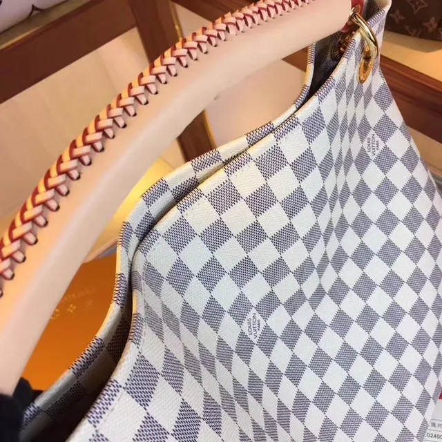 Louis Vuitton 棕色米色印花帆布卷边皮革手柄手提包 4