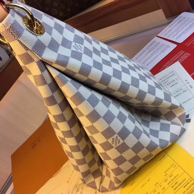 Louis Vuitton 棕色米色印花帆布卷边皮革手柄手提包 5