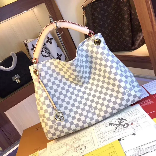Louis Vuitton 棕色米色印花帆布卷边皮革手柄手提包 7