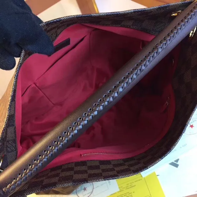 Louis Vuitton 棕色米色印花帆布卷边皮革手柄手提包 10