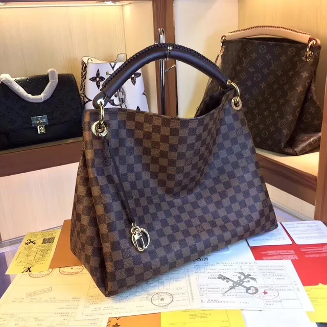Louis Vuitton 棕色米色印花帆布卷边皮革手柄手提包 14