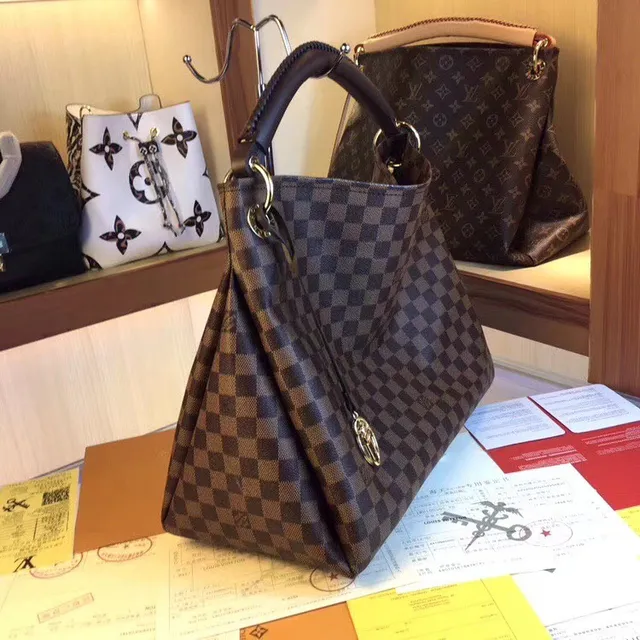 Louis Vuitton 棕色米色印花帆布卷边皮革手柄手提包 15