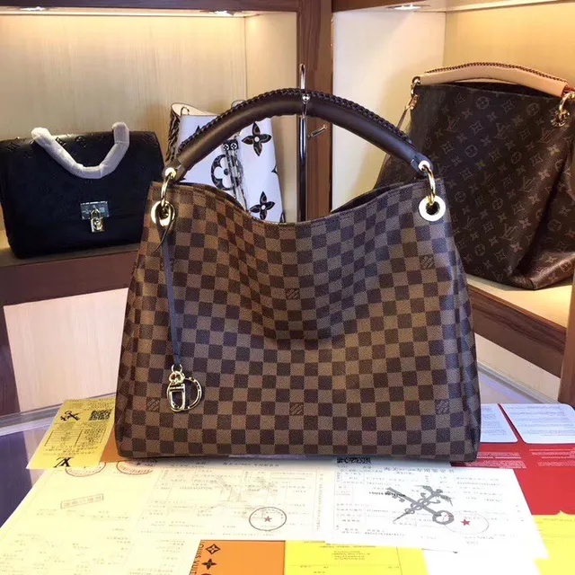 Louis Vuitton 棕色米色印花帆布卷边皮革手柄手提包 17