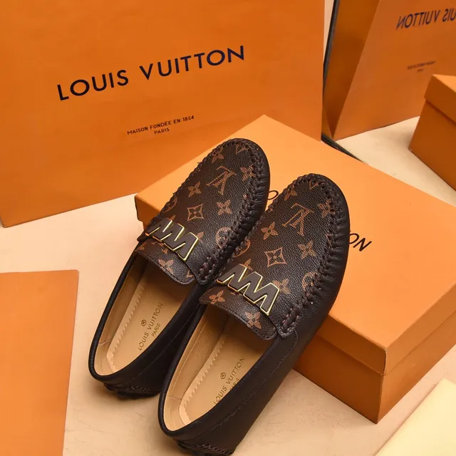 Louis Vuitton Brown Black Monogram Canvas Gold-Tone W Buckle Loafer 3