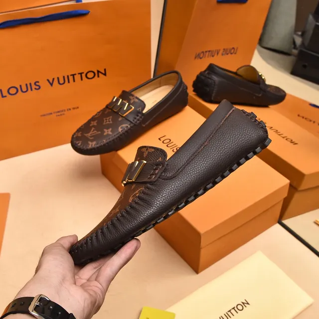 Louis Vuitton Brown Black Monogram Canvas Gold-Tone W Buckle Loafer 8