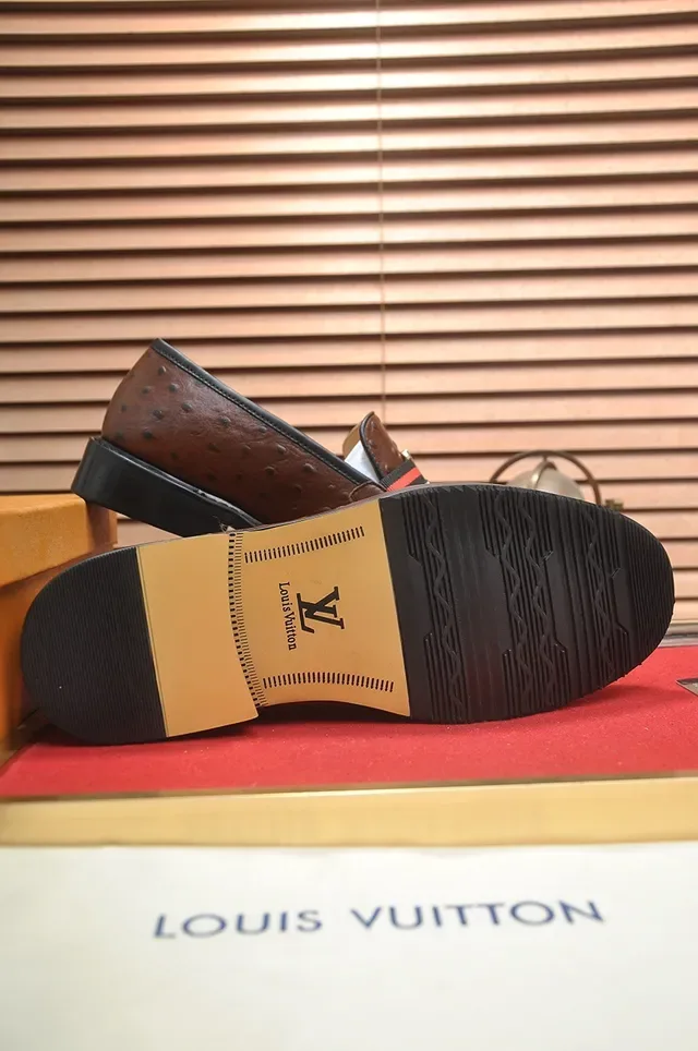 Louis Vuitton Brown Black Ostrich Leather Moc-Toe Loafer 3