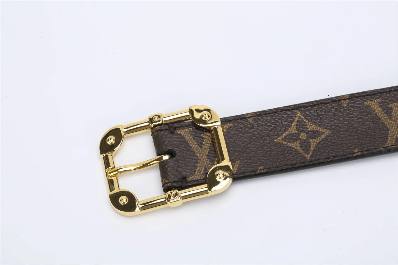 Ceinture Louis Vuitton Marron Doré Damier Ebène Toile Polie Boucle LV Cuir 3