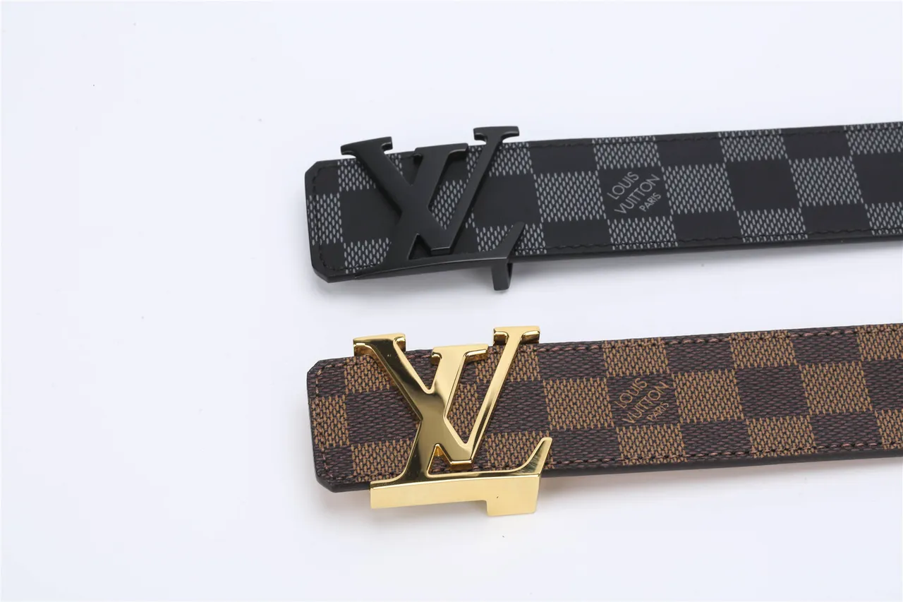 Ceinture Louis Vuitton Marron Doré Damier Ebène Toile Polie Boucle LV Cuir 4