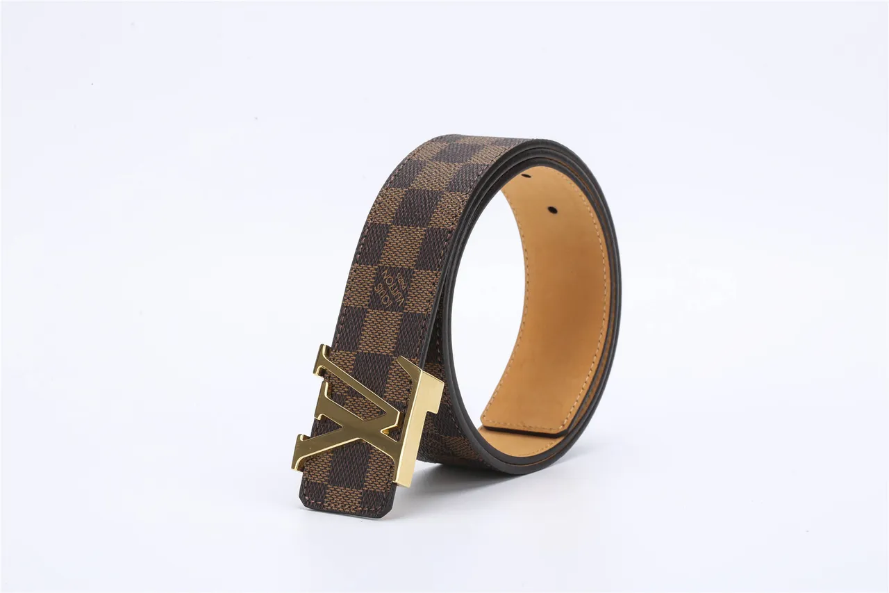 Ceinture Louis Vuitton Marron Doré Damier Ebène Toile Polie Boucle LV Cuir 6