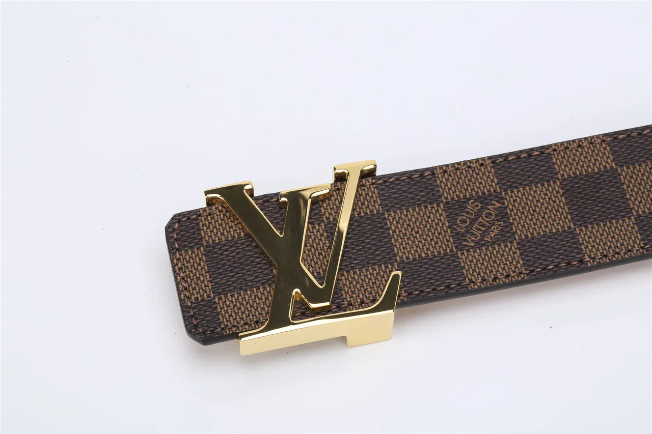 Ceinture Louis Vuitton Marron Doré Damier Ebène Toile Polie Boucle LV Cuir 11