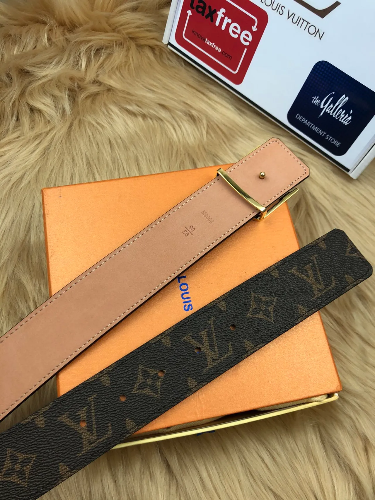 Louis Vuitton Brown Gold Monogram Canvas LV Buckle Leather Belt 4