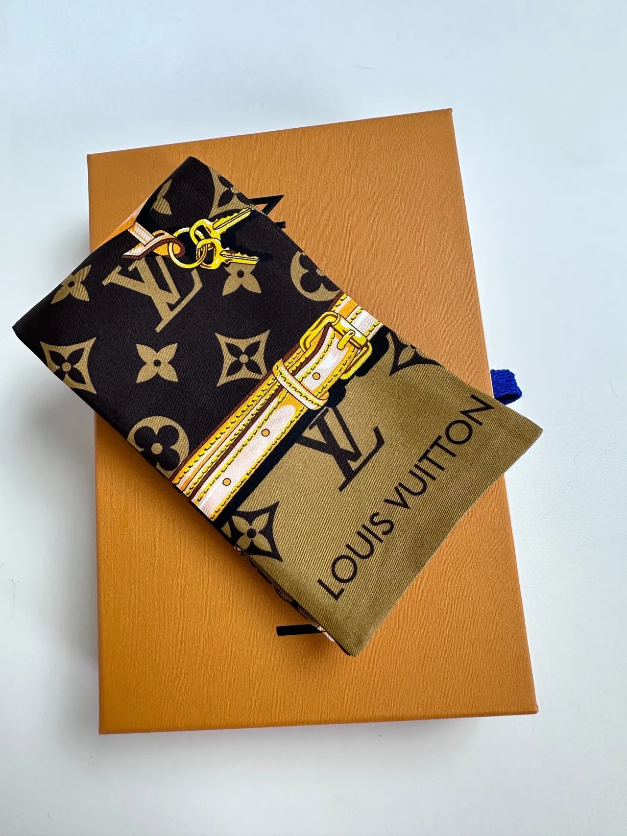 Louis Vuitton Brown Gold Monogram-Printed Silk Scarf 8