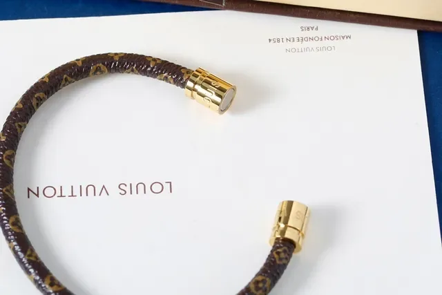 Louis Vuitton Brown Gold Woven Cord Magnetic Clasp Bracelet 2