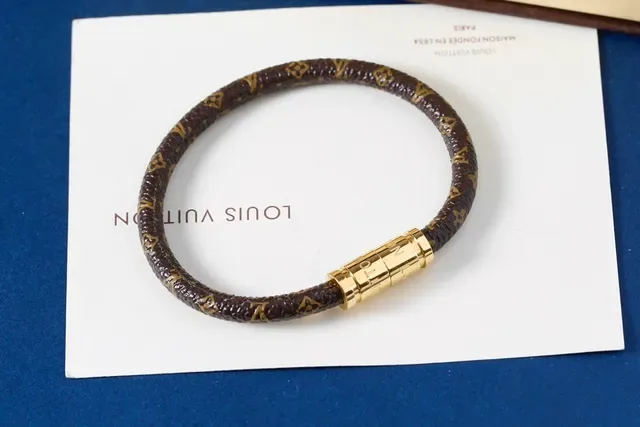 Louis Vuitton Brown Gold Woven Cord Magnetic Clasp Bracelet 3