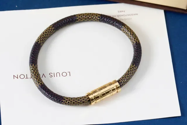 Louis Vuitton Brown Gold Woven Cord Magnetic Clasp Bracelet 5