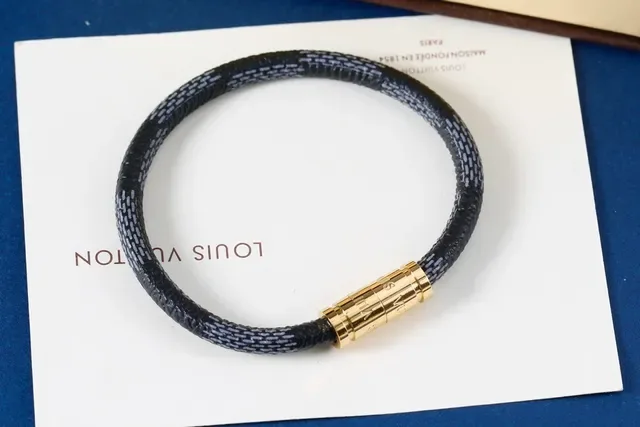 Louis Vuitton Brown Gold Woven Cord Magnetic Clasp Bracelet 6