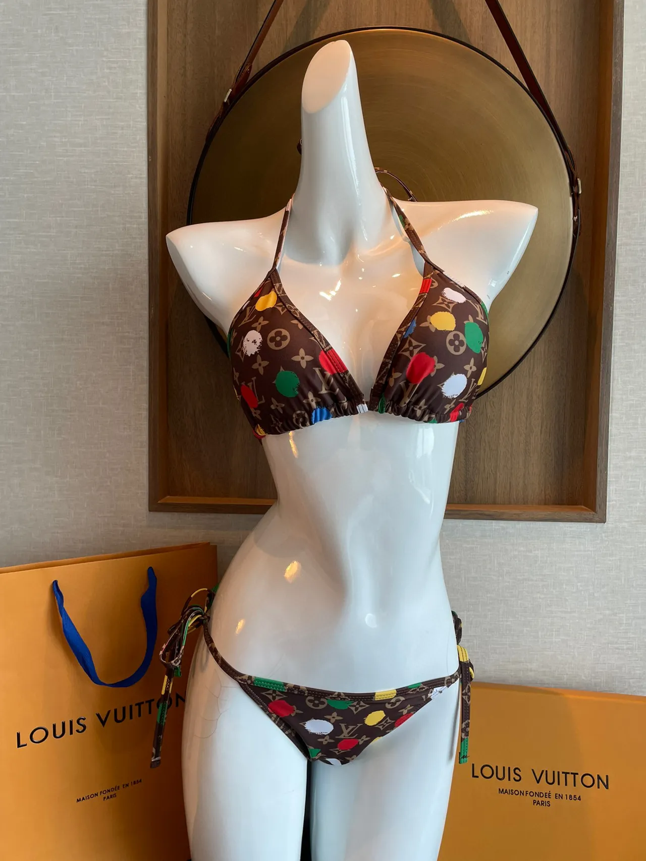 Louis Vuitton Brown Multicolor Monogram Canvas Paint-Splatter Print Swimwear 1