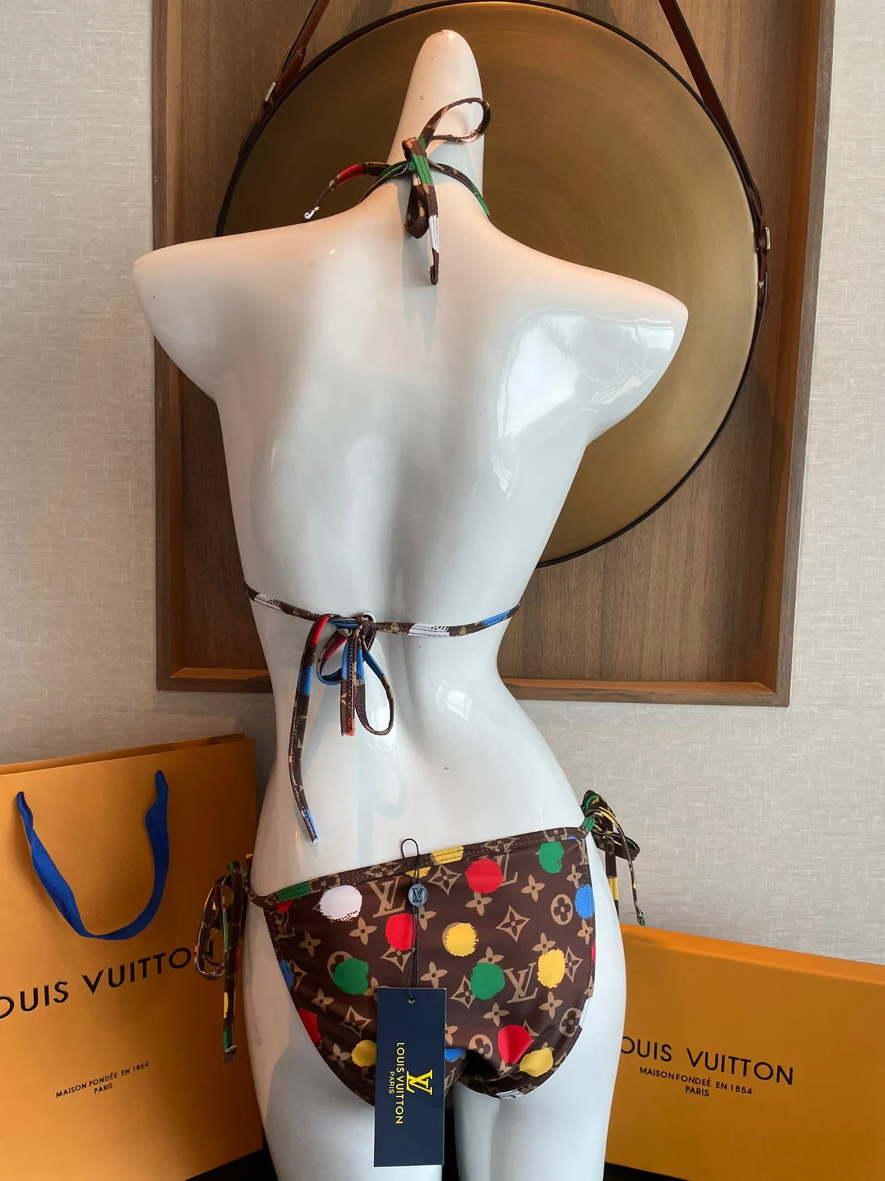 Louis Vuitton Brown Multicolor Monogram Canvas Paint-Splatter Print Swimwear 8