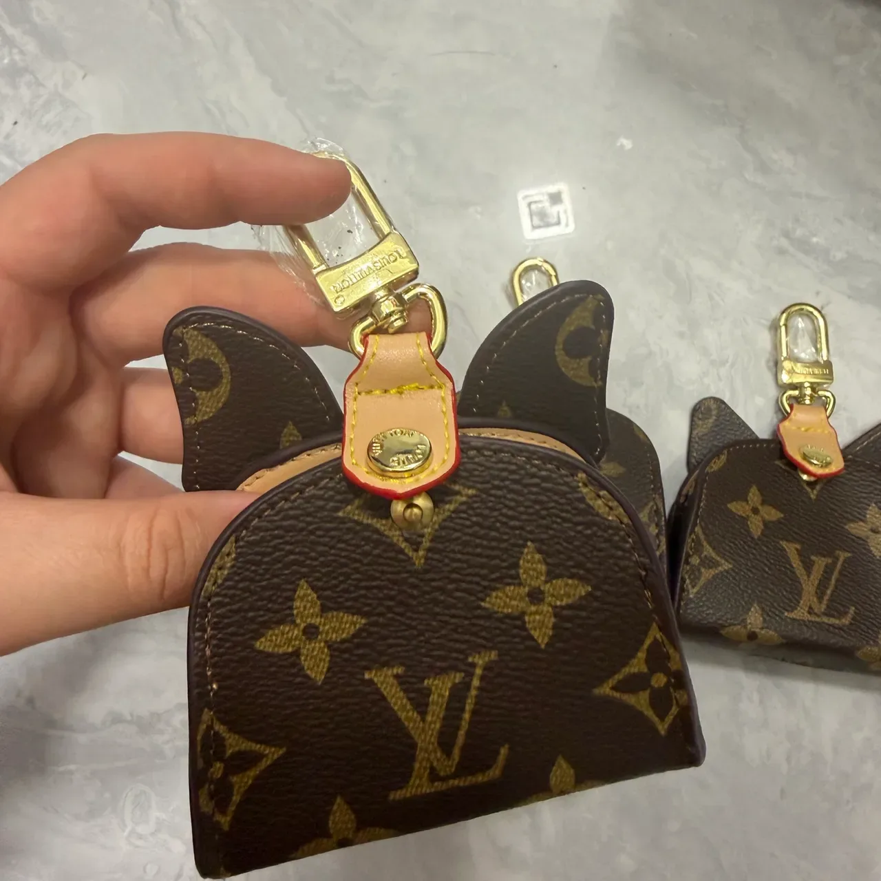 Louis Vuitton Brown Orange Dog-Face Appliqué Monogram Canvas Handbag 2