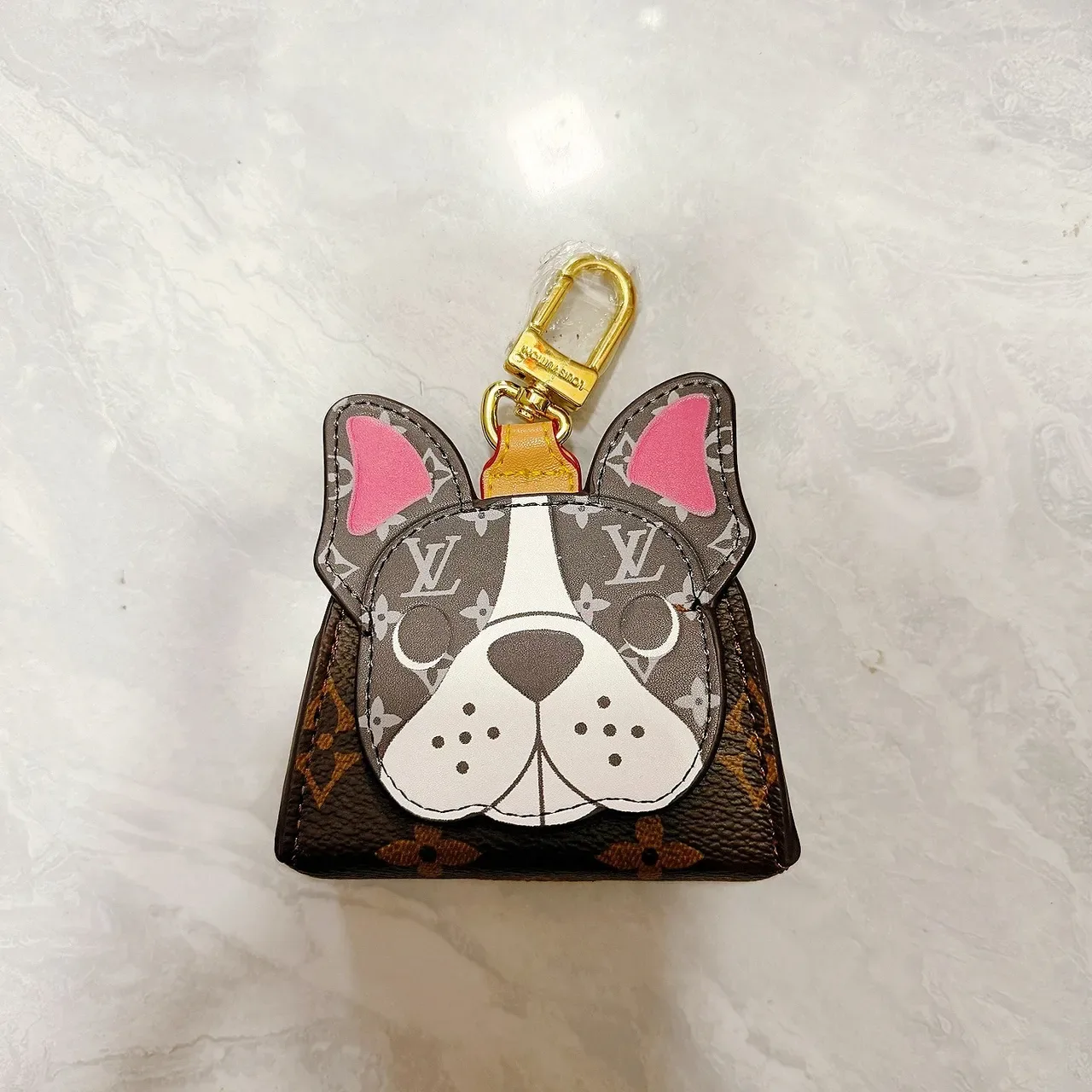 Louis Vuitton Brown Orange Dog-Face Appliqué Monogram Canvas Handbag 7