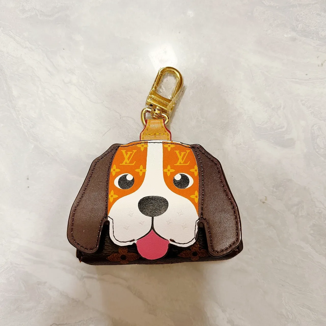 Louis Vuitton Brown Orange Dog-Face Appliqué Monogram Canvas Handbag 8