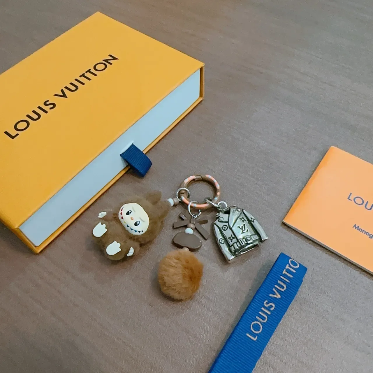 Louis Vuitton Brown Orange Plush Character Metallic LV Jacket Charm Phone Accessory 2