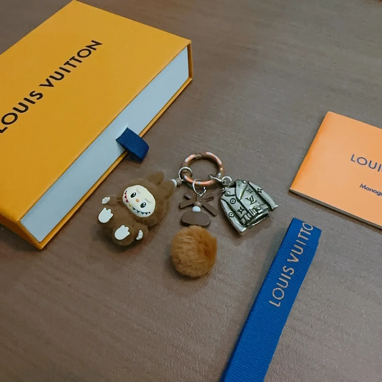 Louis Vuitton Brown Orange Plush Character Metallic LV Jacket Charm Phone Accessory 5