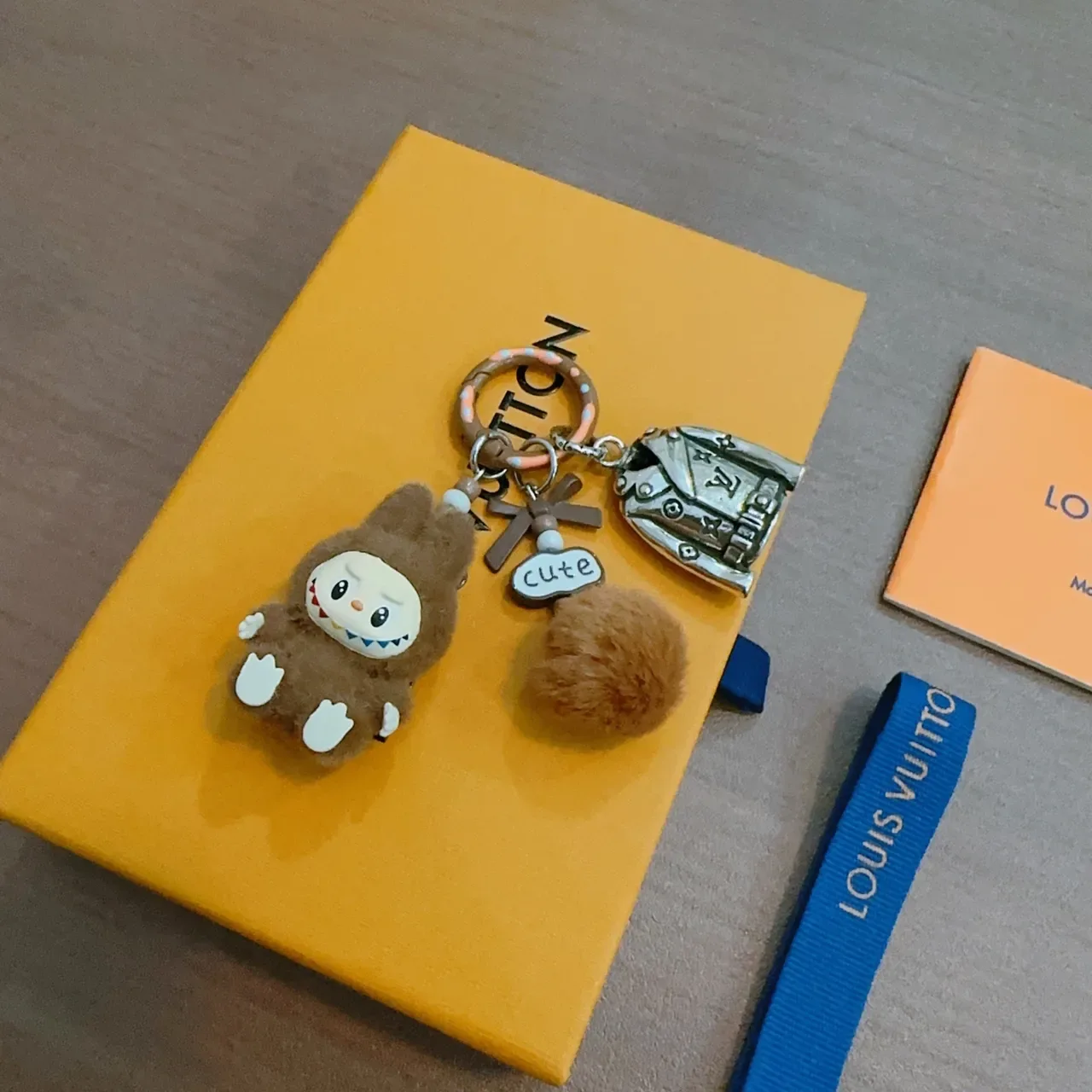 Louis Vuitton Brown Orange Plush Character Metallic LV Jacket Charm Phone Accessory 6