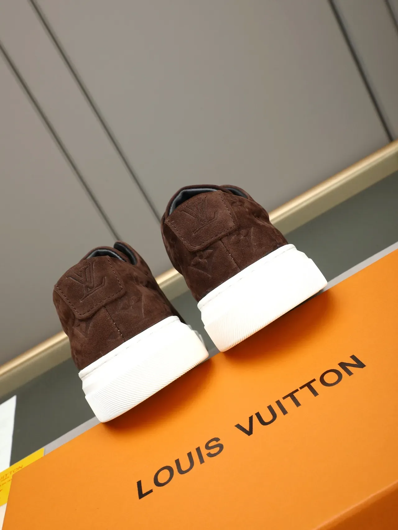 Louis Vuitton Brown White Embossed Monogram Suede Low-Top Lace-Up Lifestyle Sneakers 4