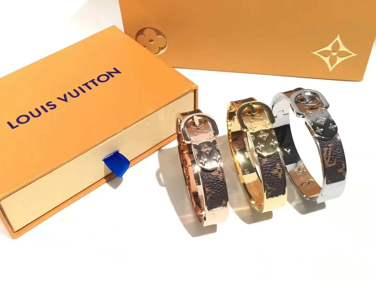 Louis Vuitton Buckle Bracelet Monogram Canvas Rigid Bangle Bracelet 4