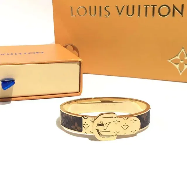 Louis Vuitton Buckle Bracelet Monogram Canvas Rigid Bangle Bracelet 5