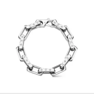 Louis Vuitton Chain Reaction Engraved Monogram Silver Bracelet