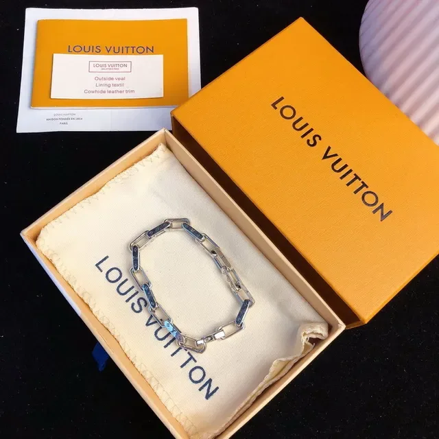 Louis Vuitton Chain Reaction Engraved Monogram Silver Bracelet 2