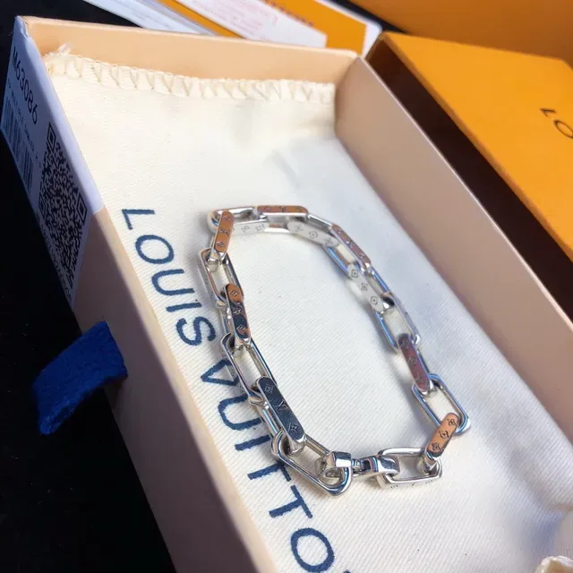 Louis Vuitton Chain Reaction Engraved Monogram Silver Bracelet 3