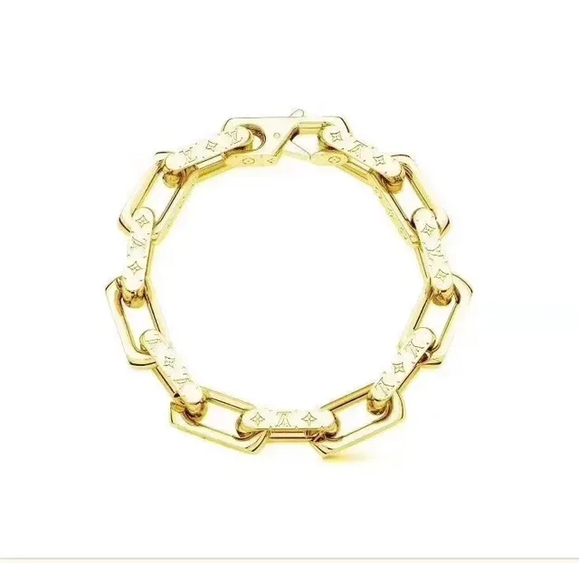 Louis Vuitton Chain Reaction Engraved Monogram Silver Bracelet 11