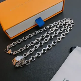 Louis Vuitton Chain Reaction Monogram-Engraved Crystal Pendant Necklace