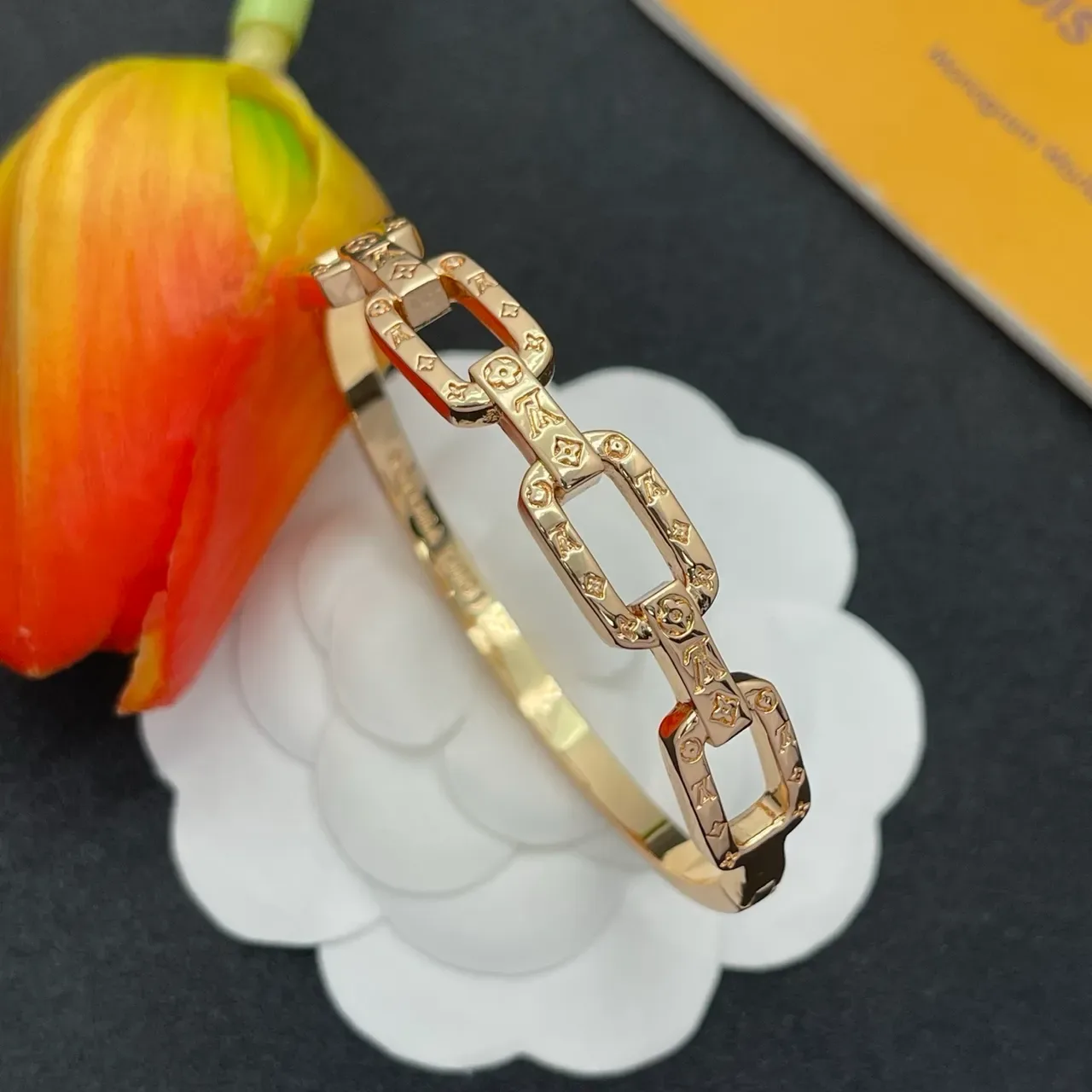 Louis Vuitton Chain Reaction Monogram Rose-Gold Tone Bracelet 6