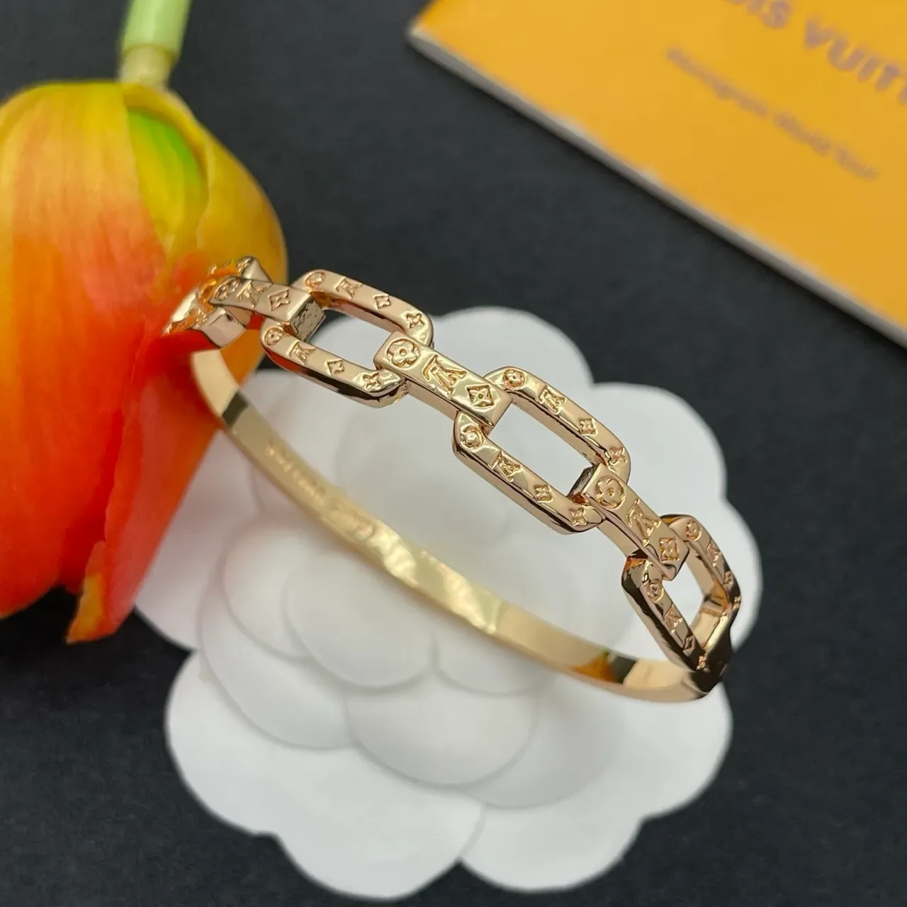Louis Vuitton Chain Reaction Monogram Rose-Gold Tone Bracelet 7